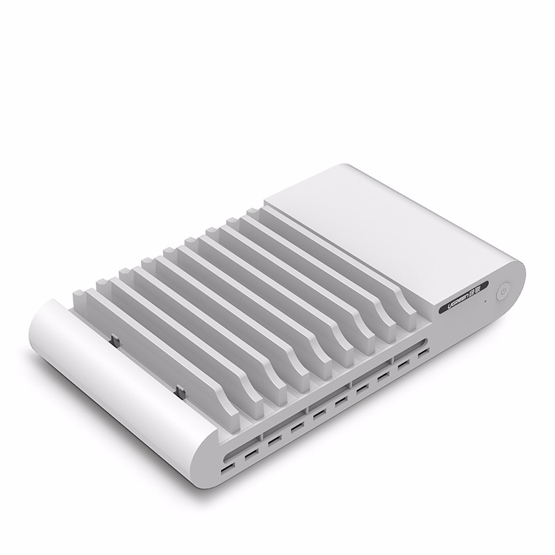 意昂210口USB充电器，智能多口充电器带支架