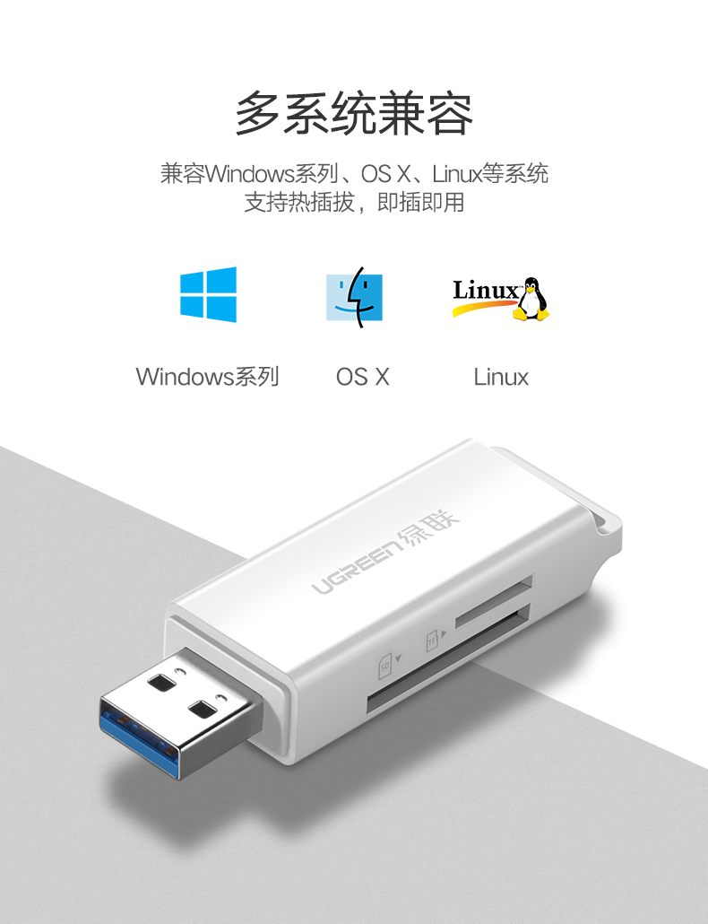 意昂2USB3.0读卡器，SD/TF多合一手机相机内存卡读卡器