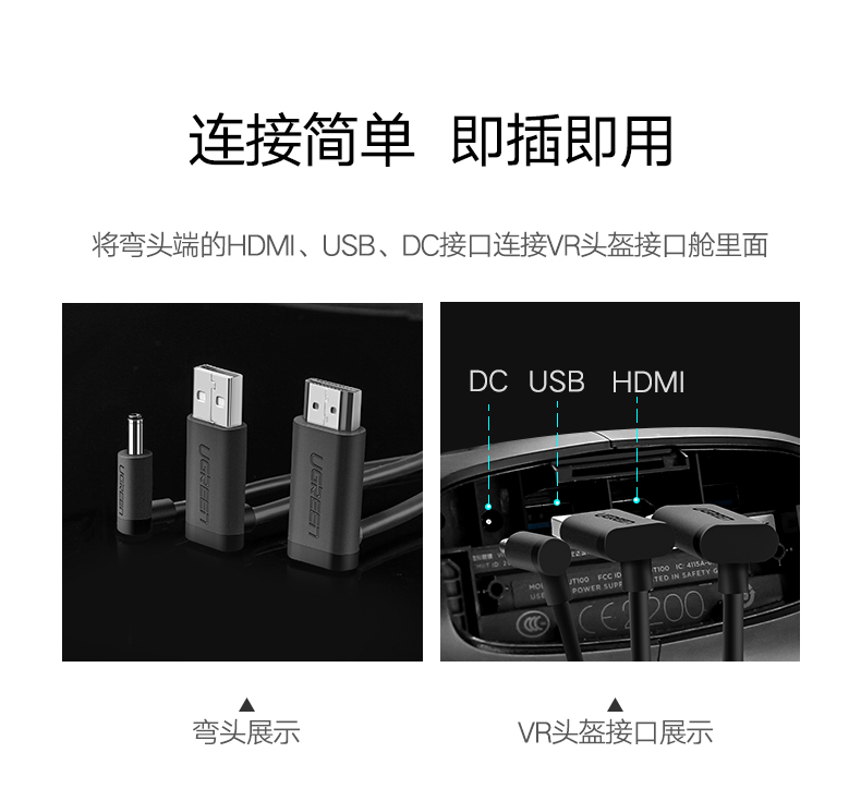 意昂2VR连接线，HTC ViVe虚拟现实设备数据线