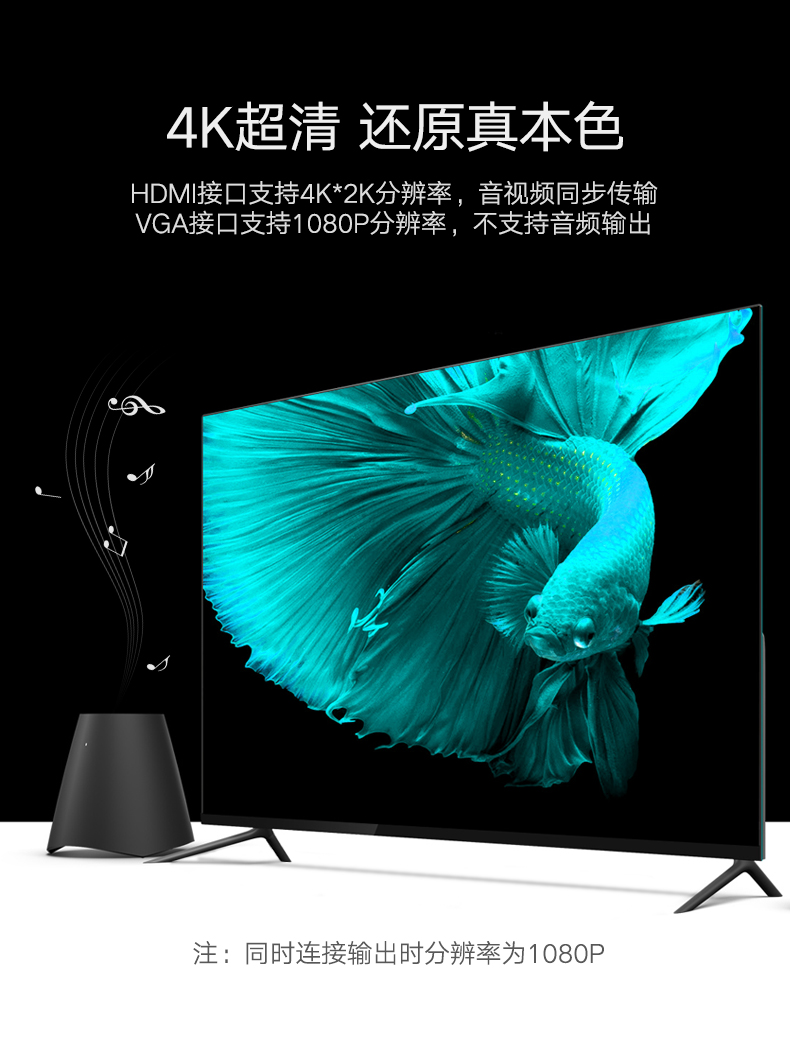 意昂2Type-c转HDMI+VGA，Mate10苹果笔记本投影仪转换器