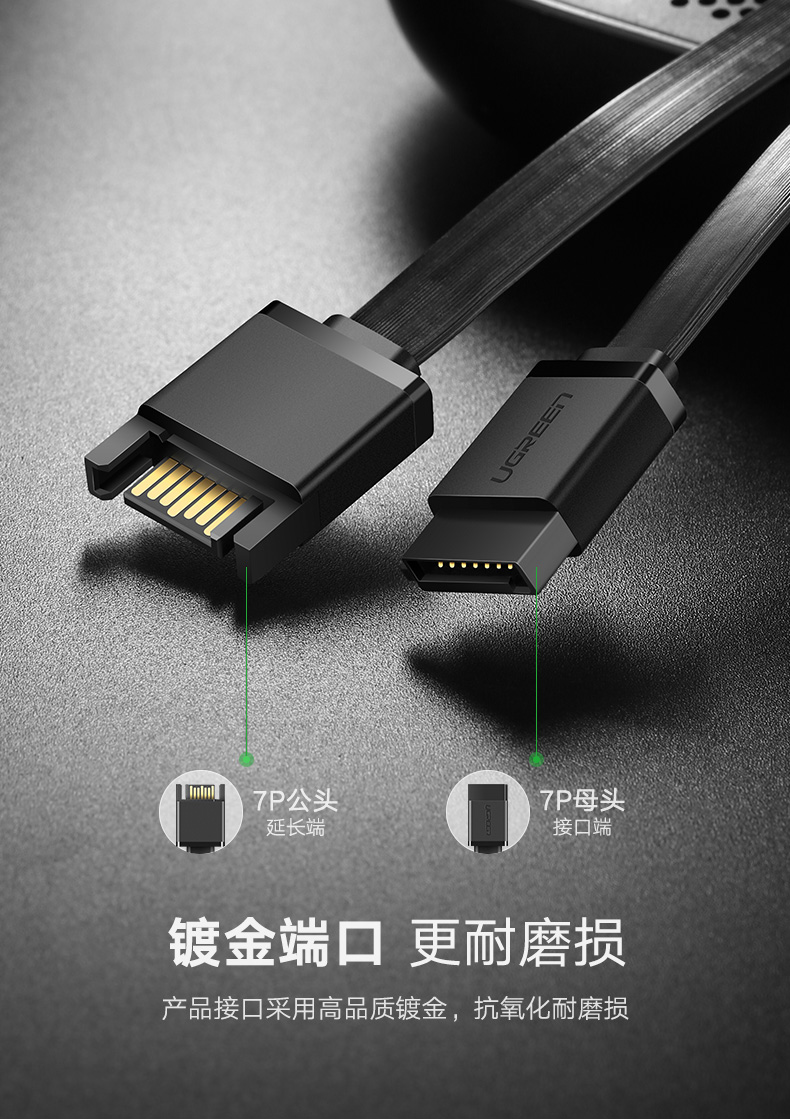 意昂2SATA硬盘延长线，公对母串口硬盘延长线