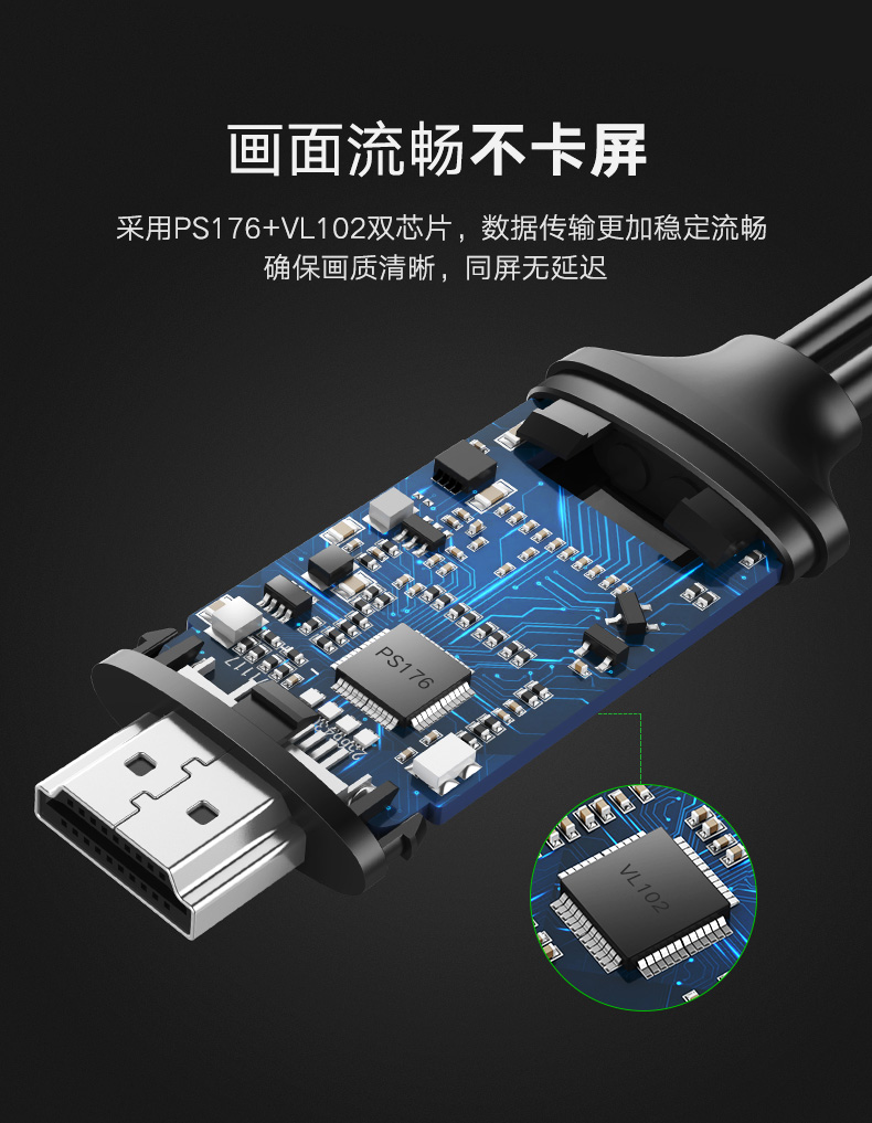 意昂2Type-C转HDMI，华为Mate10三星S8手机连接电视投屏线