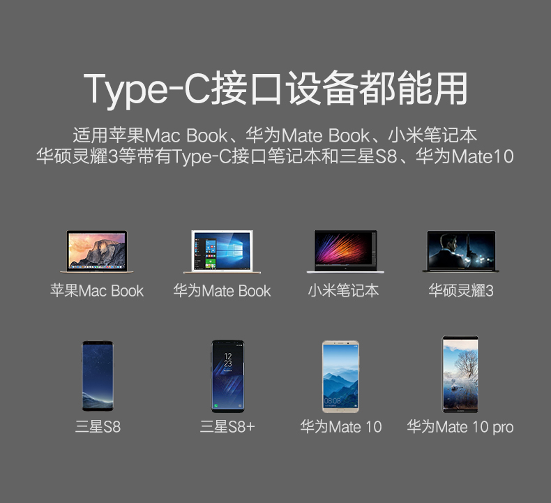 意昂2Type-C转VGA转换器，3口USB华为Mate10苹果MacBook笔记本扩展坞
