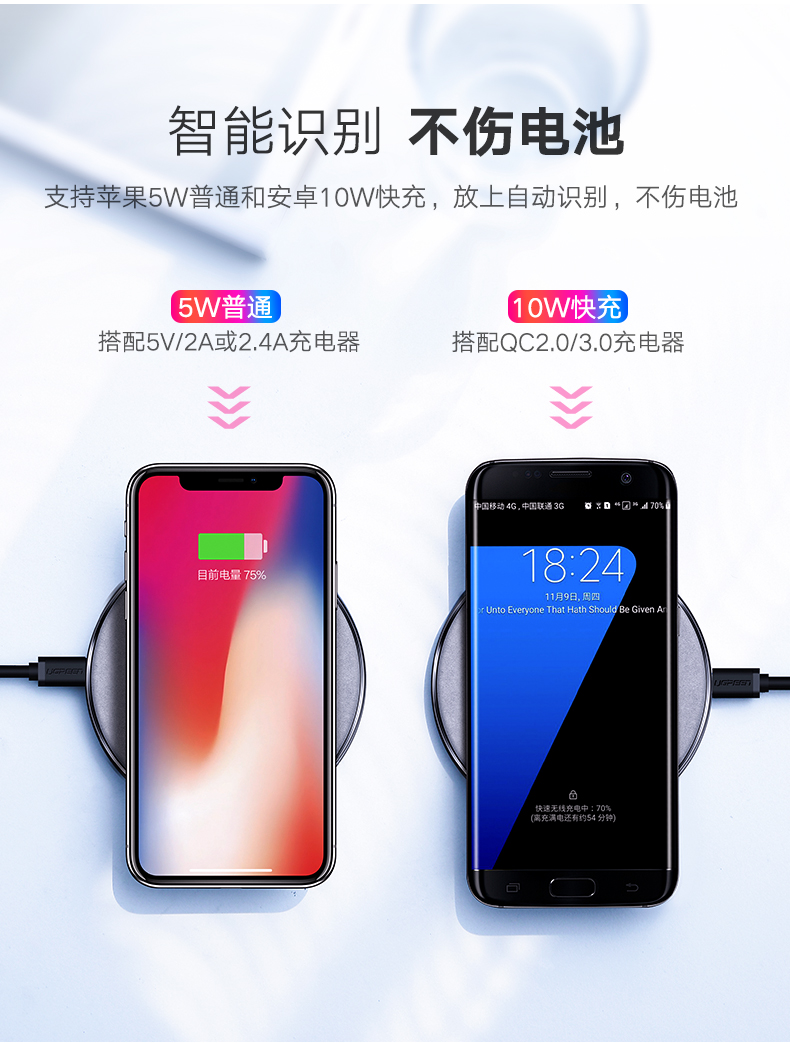 意昂2iPhone8无线充电器，苹果X三星s9小米mix2s通用