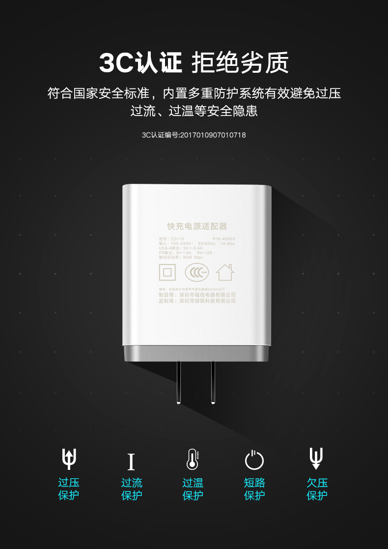 意昂2PD快充充电器，双口充电支持iPhone8/XPD快充