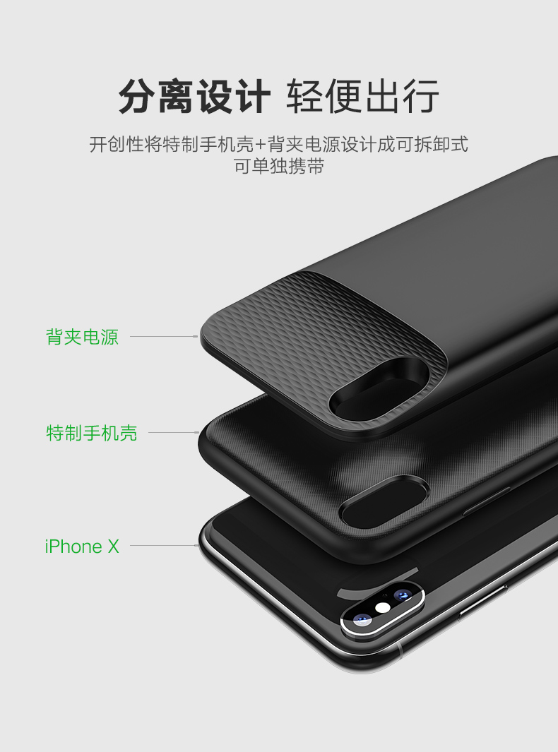 意昂2iPhoneX背夹电池，支持苹果8无线充电