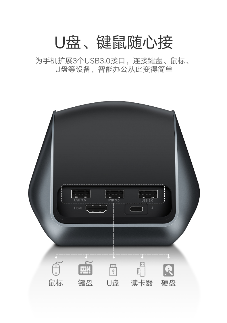 意昂2华为P20投屏助手，手机投屏Type-C扩展坞