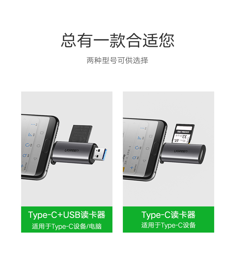 意昂2手机电脑两用读卡器，相机SD卡手机TF卡同时读取