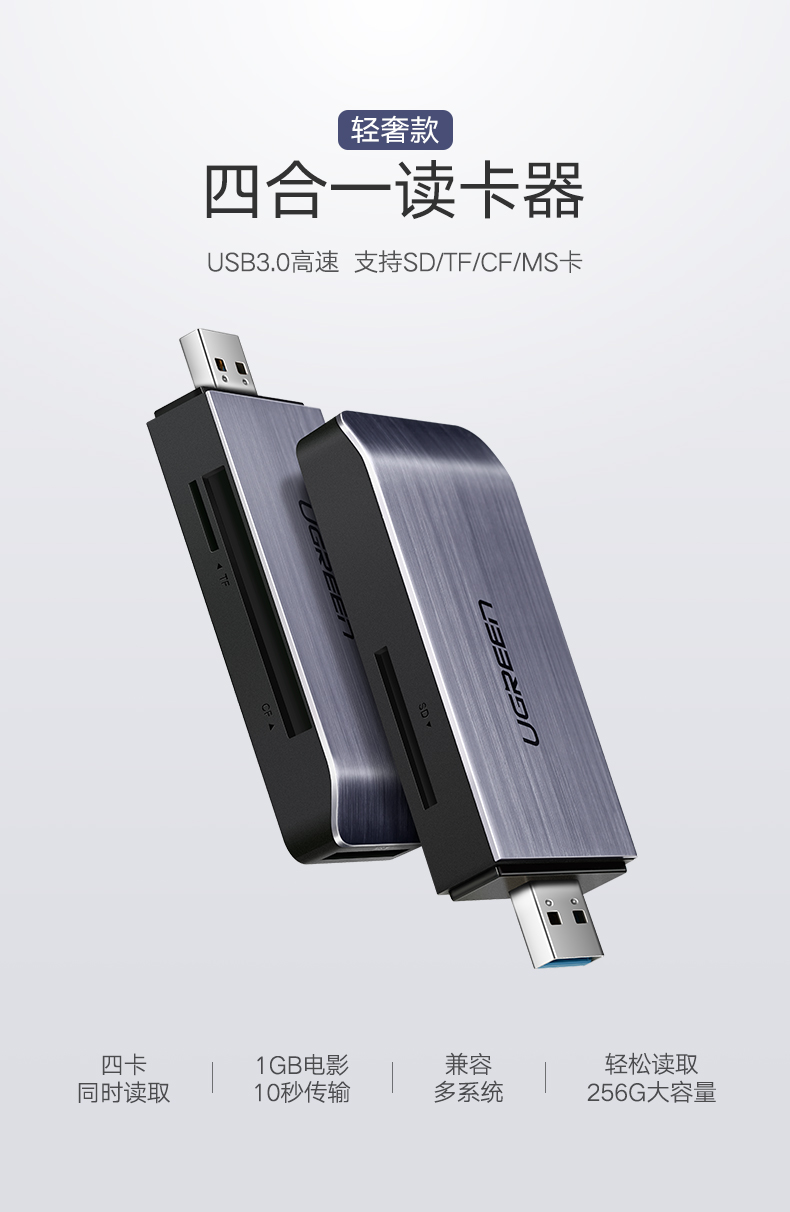 意昂2usb3.0多合一读卡器，手机单反相机SDTFMS卡读卡器