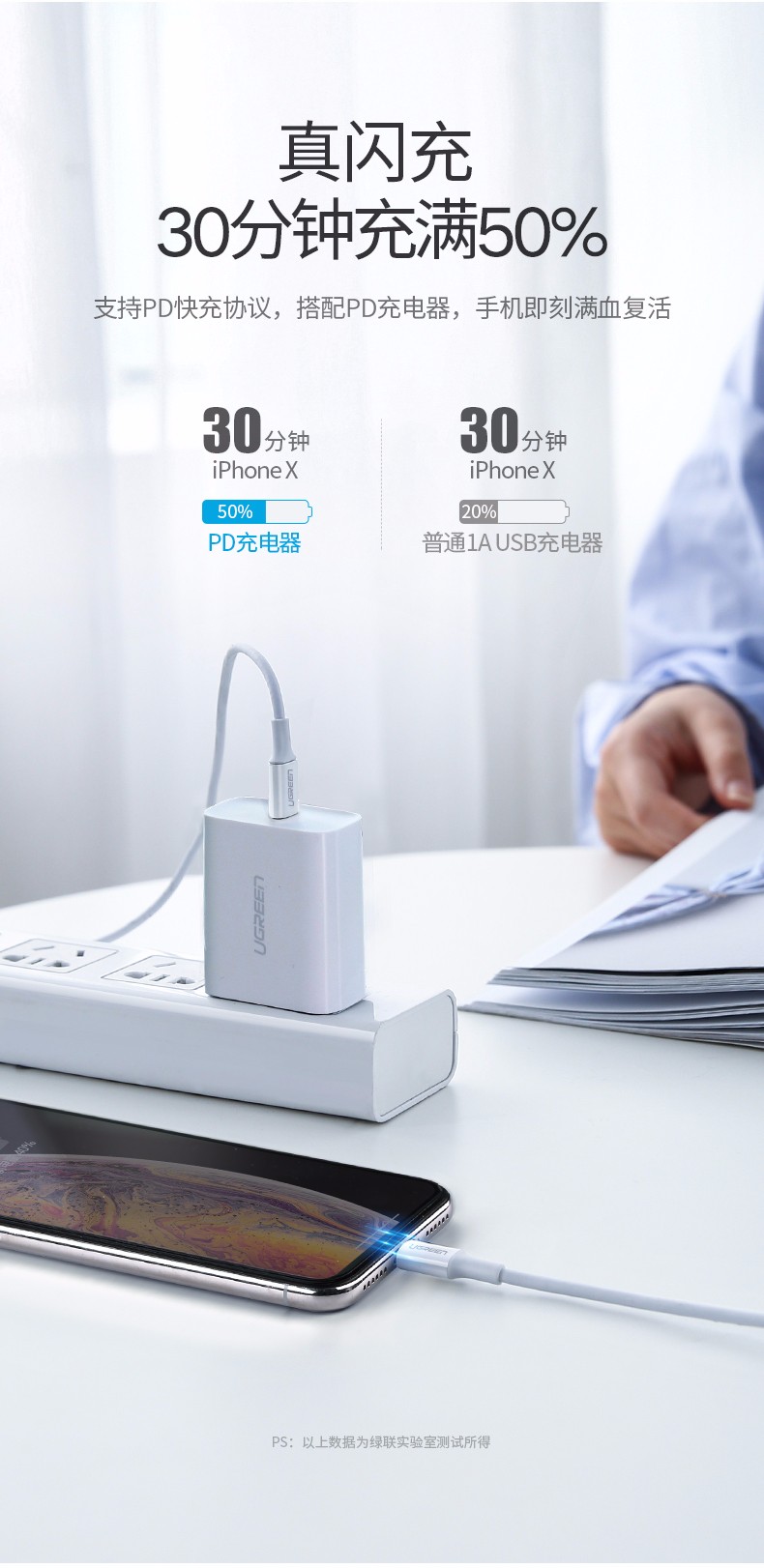 意昂2PD闪充线，苹果授权USB-C转lightning快充线