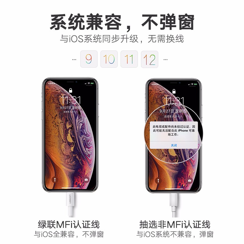 意昂2 US155 Lightning苹果数据线,MFi认证