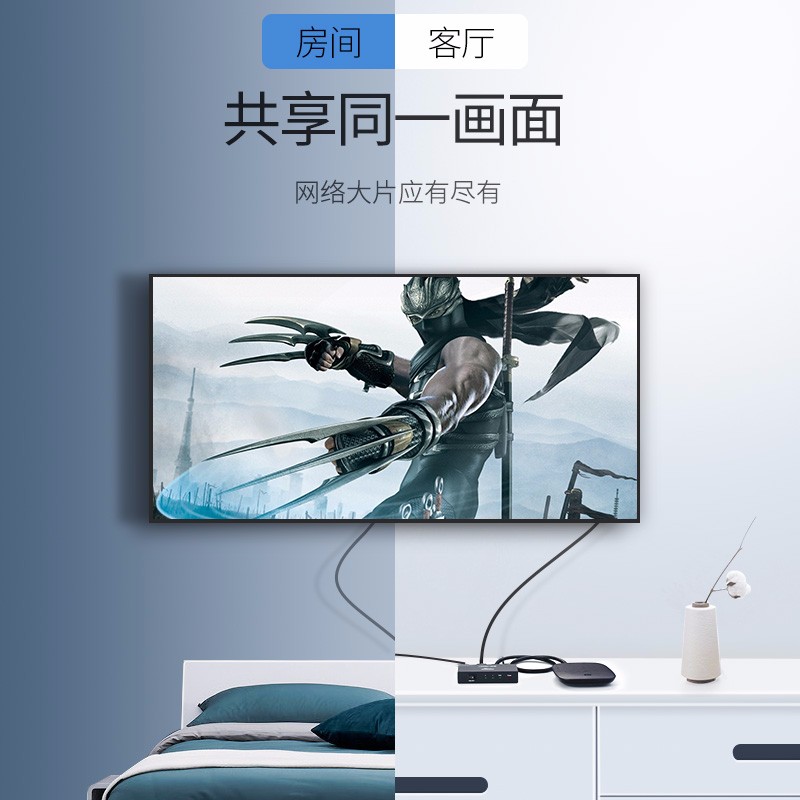 意昂2HDMI分配器1进2出，HDMI一分二分屏器