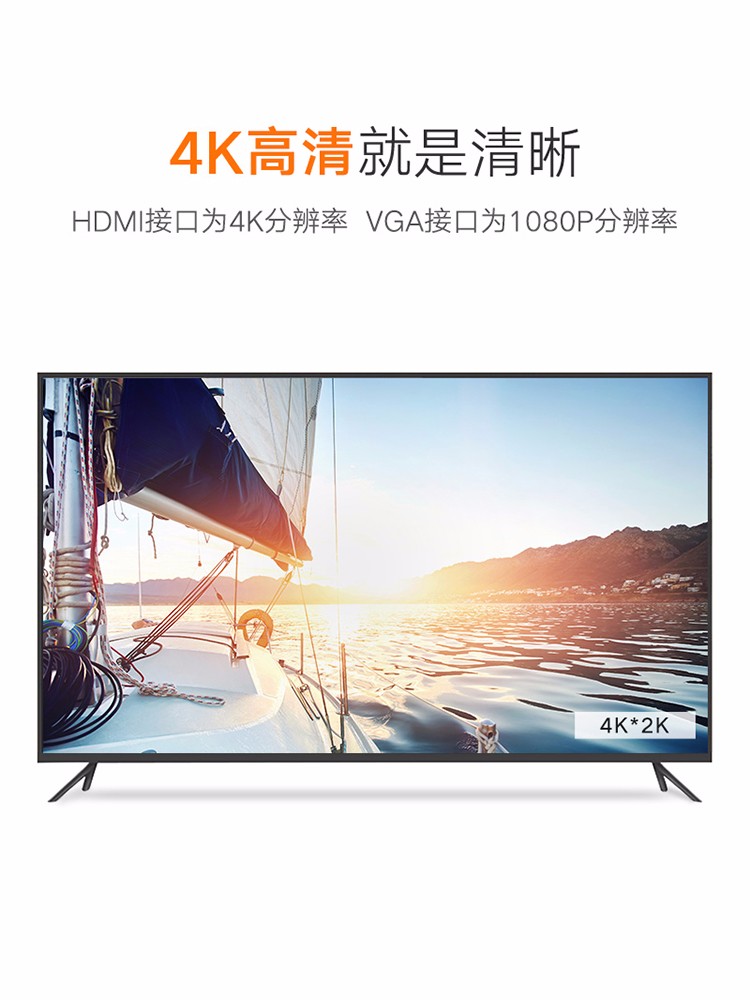 意昂2Type-c转HDMI+VGA，Mate10苹果笔记本投影仪转换器