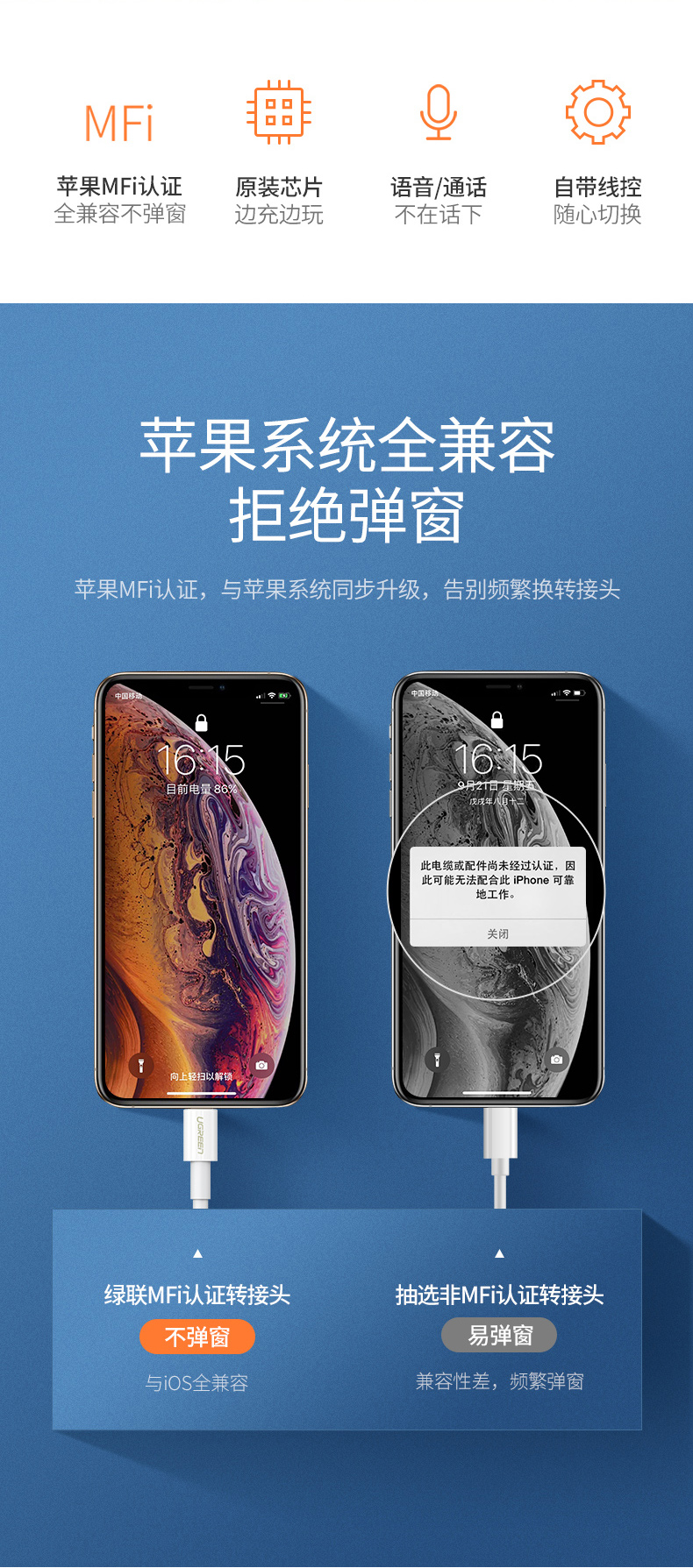 意昂2lightning转耳机+充电二合一转换器