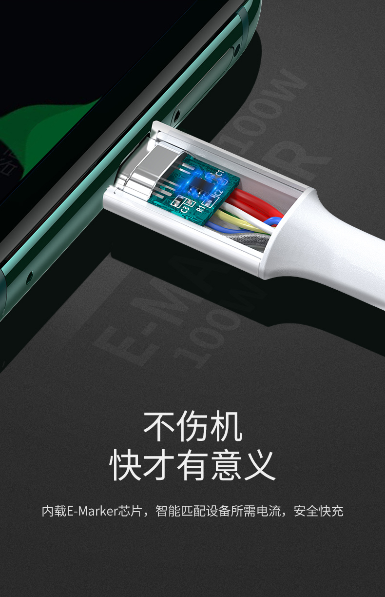 意昂2Type-C公对公数据线，支持PD快充最大功率100W