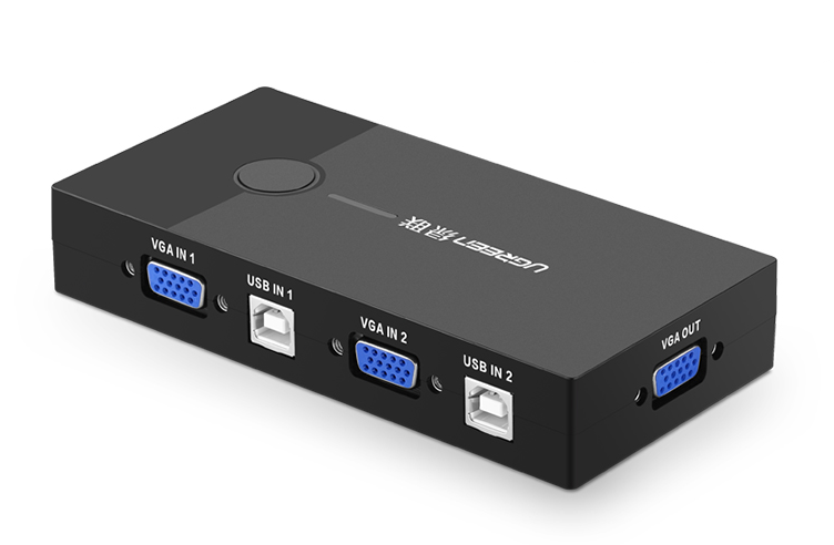 意昂2KVM切换器共享打印机USB转VGA使用教程丨30357