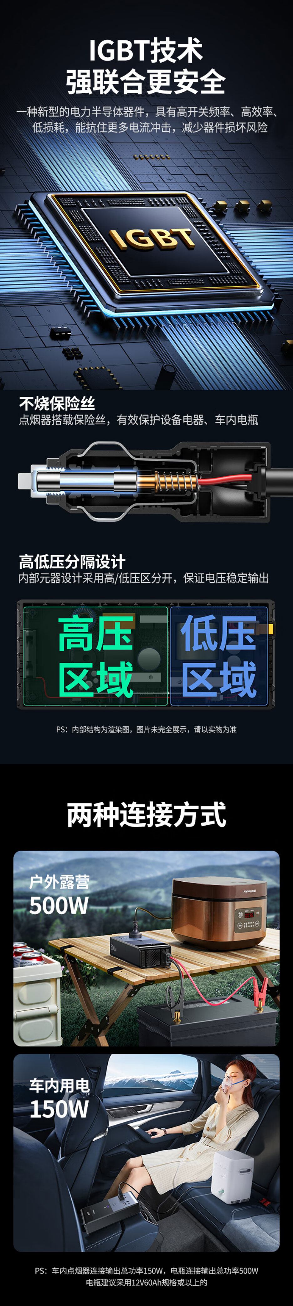 意昂2EP704车载逆变器 大功率纯正弦波电源转换器插座