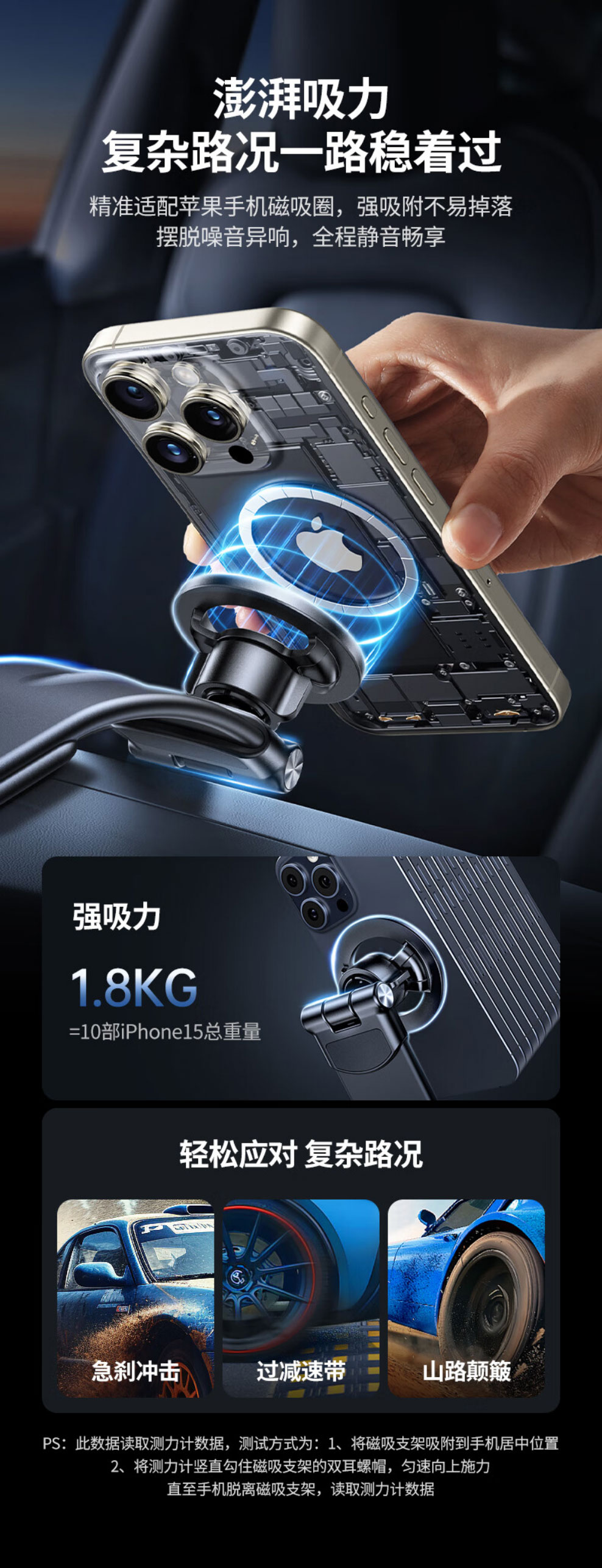 意昂2LP853车载手机支架，360°翻折设计，MagSafe磁吸