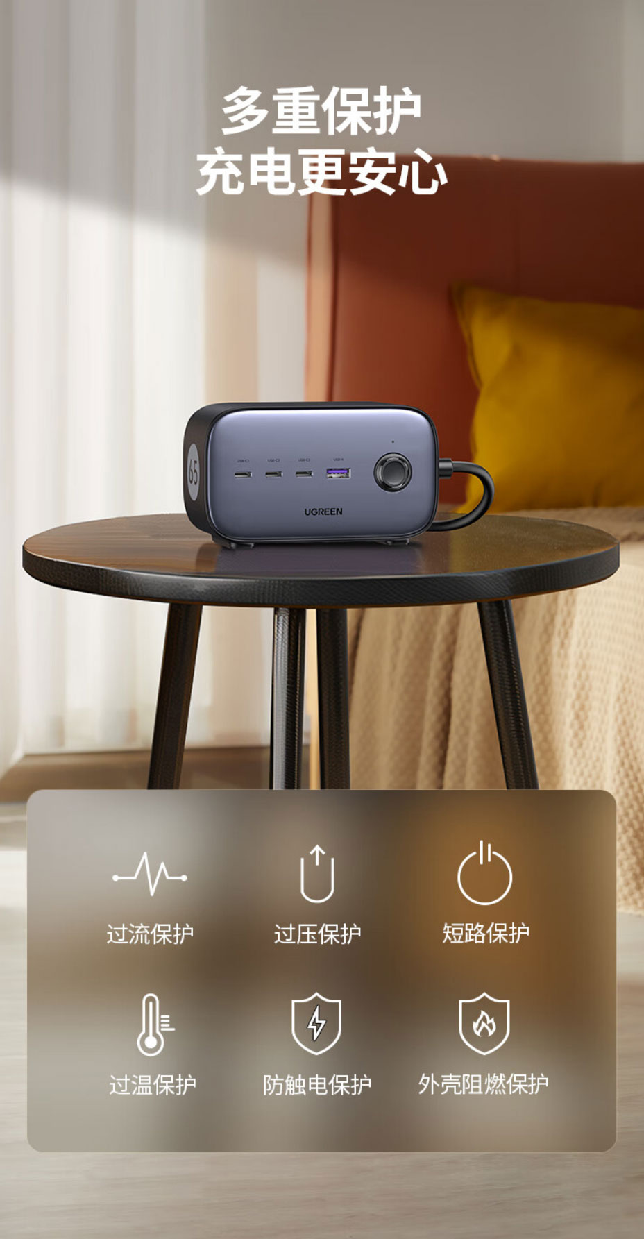 意昂2-S752 智充魔盒65W氮化镓快充插排