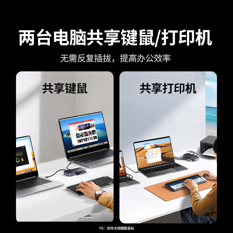 意昂2USB3.2共享切换器 二进四出双电脑共享USB设备