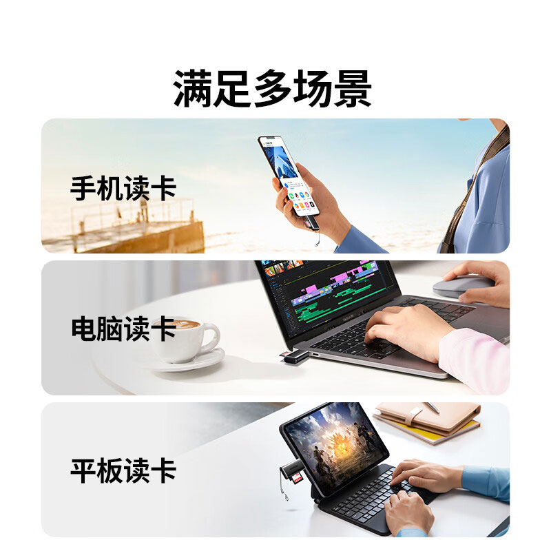 意昂2Type-C高速读卡器 SD/TF双卡槽 USB3.0适用多设备