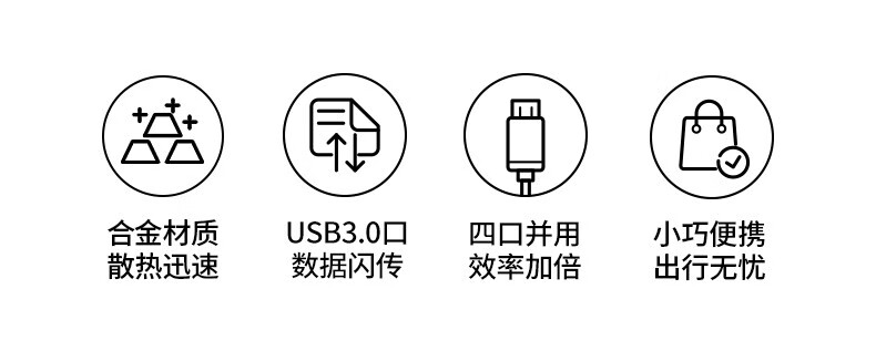 四个USB3.0接口，高速数据传输