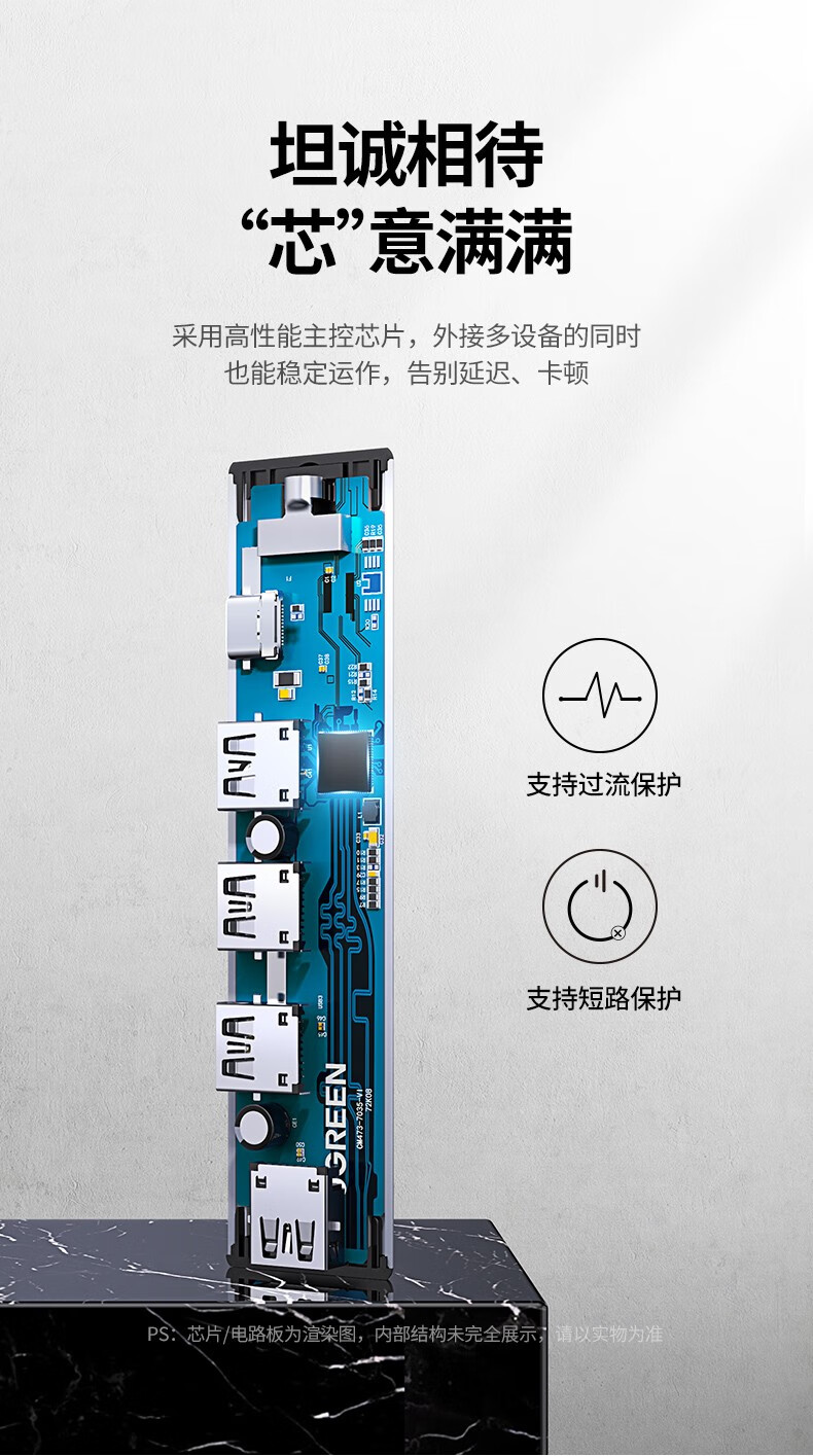 扩展多个USB端口，支持多设备连接