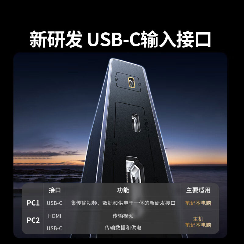 意昂2KVM切换器 HDMI2.0 4K/60Hz 双电脑共享显示器