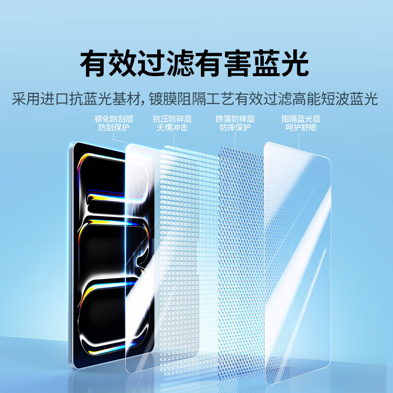 意昂2适用iPad Pro2024防蓝光钢化膜 高清护眼防摔膜
