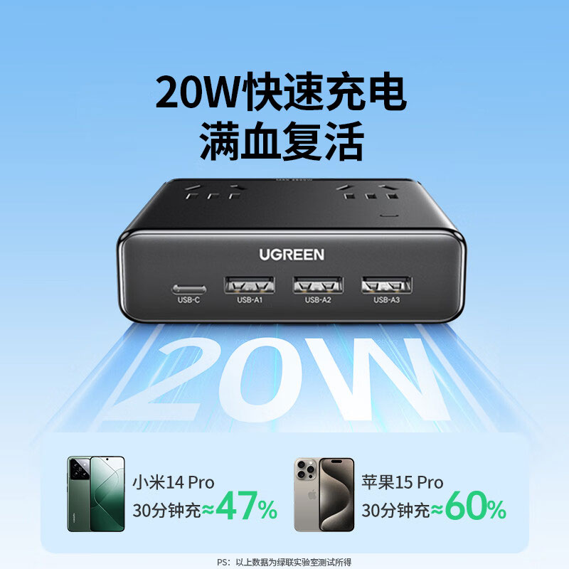 意昂2氮化镓20W快充插排 迷你多功能智充魔盒