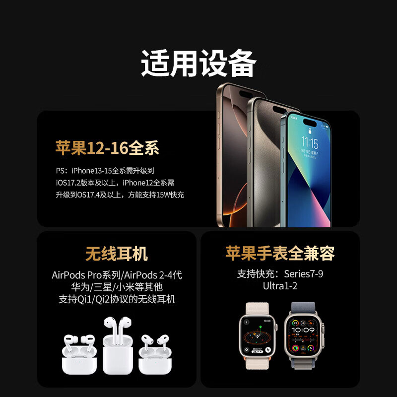 意昂2 苹果认证三合一无线充电器