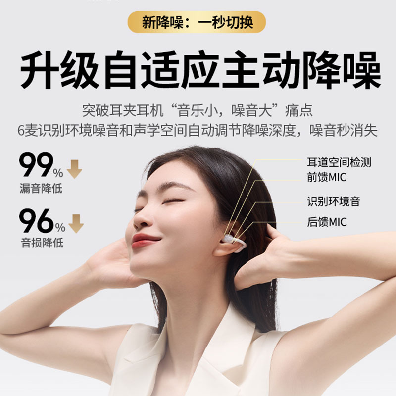 意昂2HiTune S8 AI主动降噪耳夹式蓝牙耳机