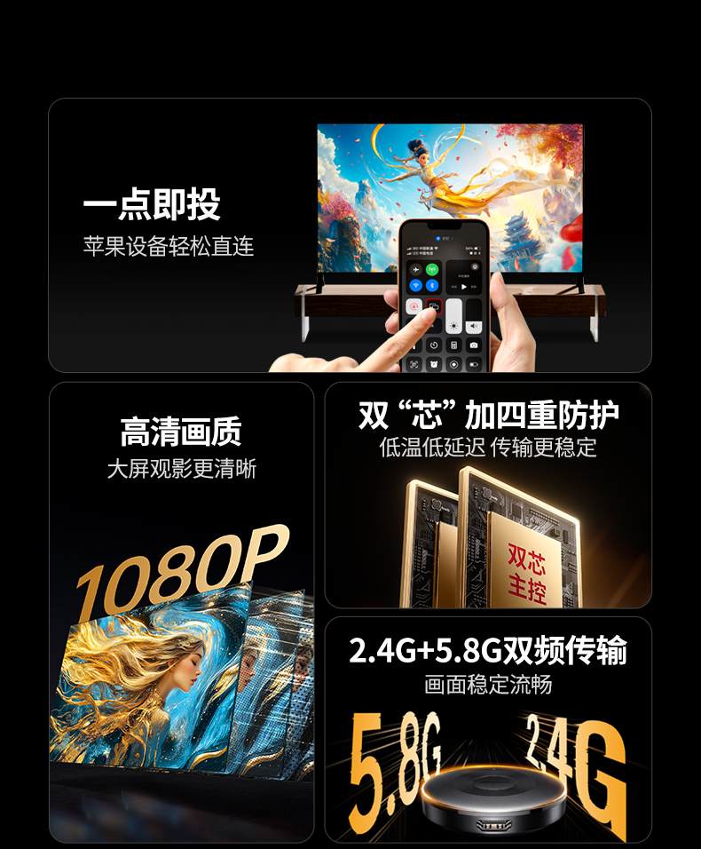 nzkyk无线投屏器 苹果设备直投