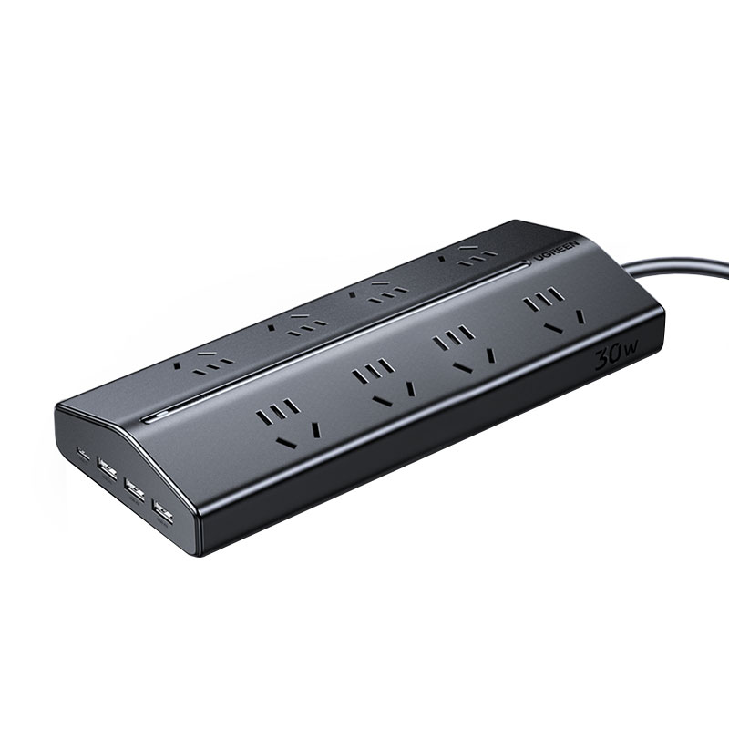 意昂2T8氮化镓30W快充梯形排插 桌面充电站