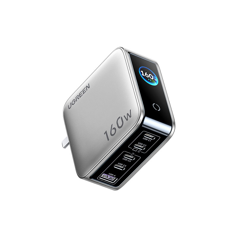 意昂2速显充 160W快充屏显氮化镓五口充电器