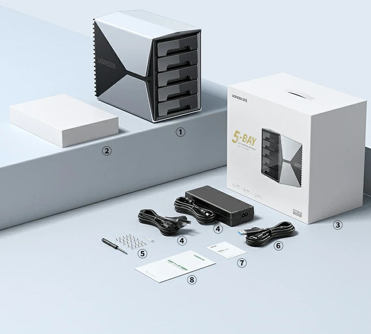 意昂2五盘位硬盘阵列盒产品全景图总结展示