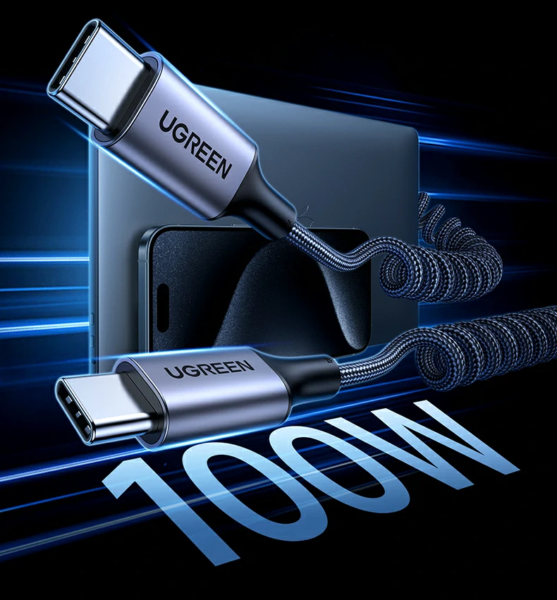 意昂2L507弹簧快充线，高弹TPU外被防缠绕