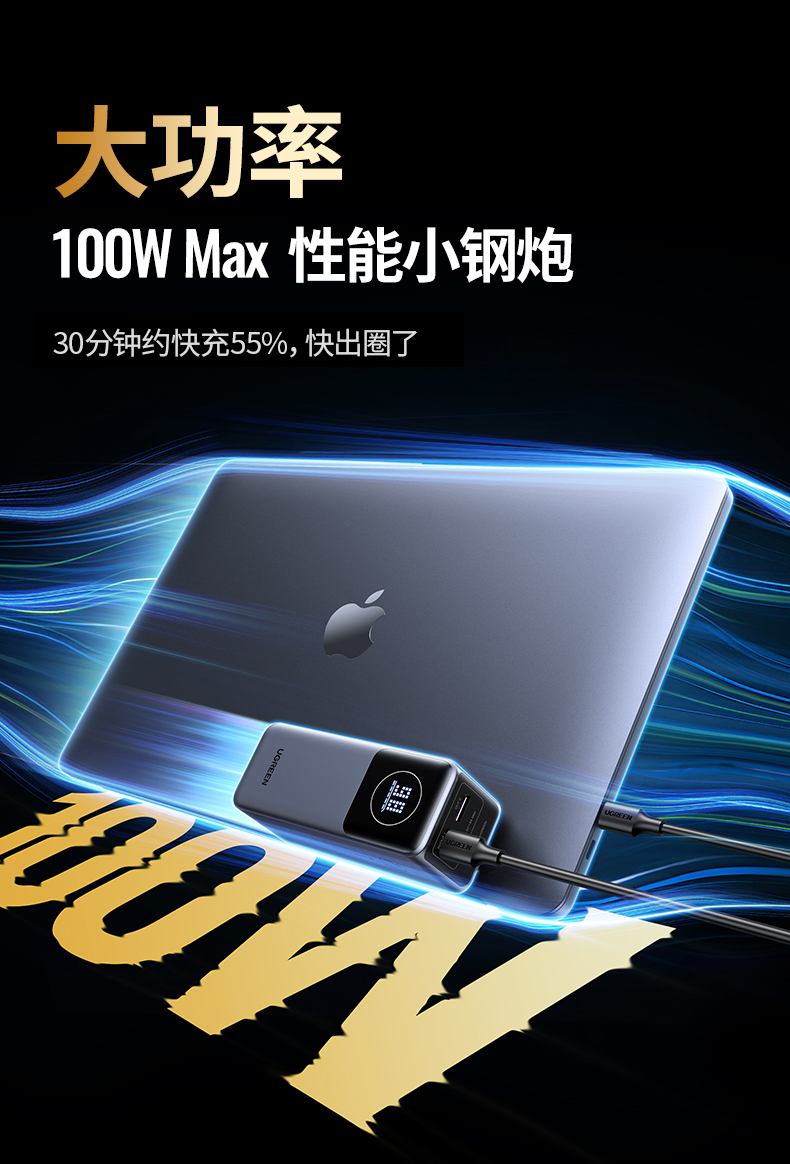 支持PD3.1快充协议 100W大功率输出