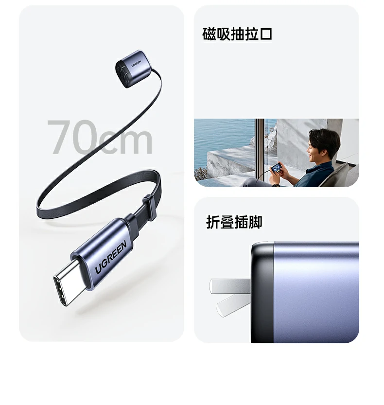 意昂265W伸缩线多口快充充电器