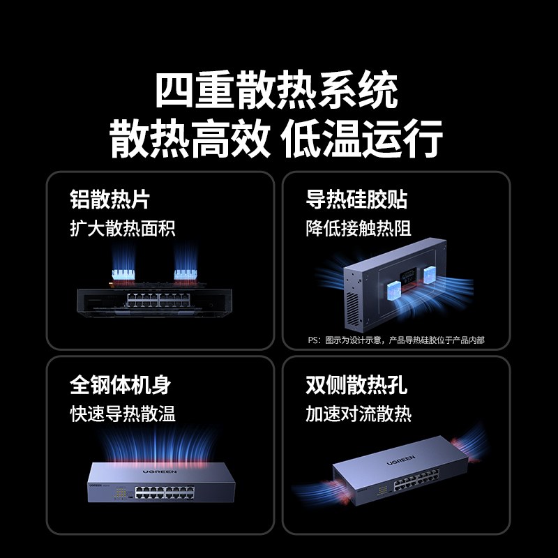 意昂216口千兆交换机 企业级机架式网络分线器