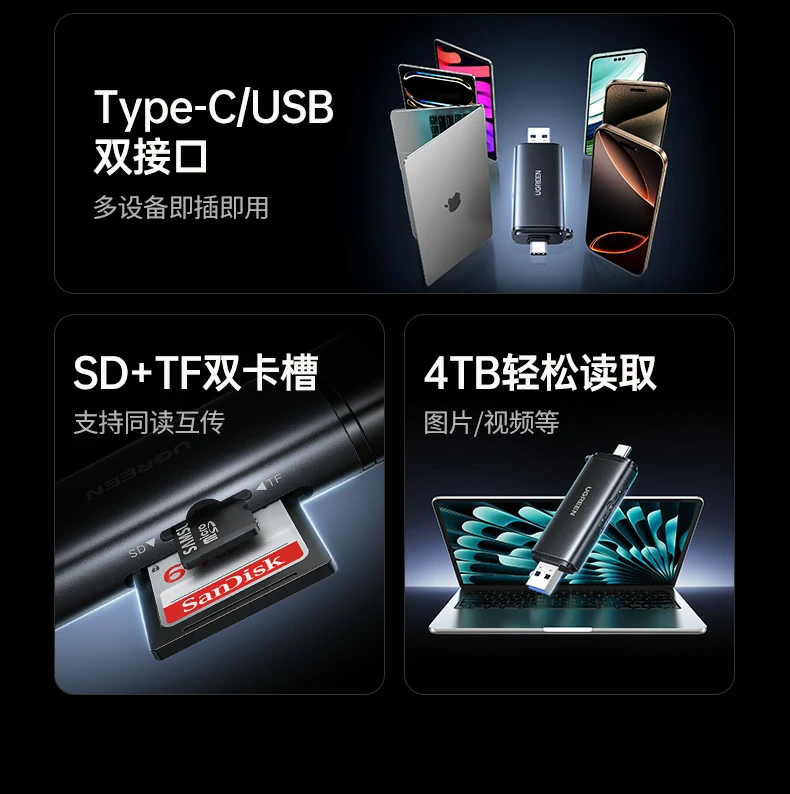 意昂2CM803读卡器SD卡槽高清特写，稳固插拔结构