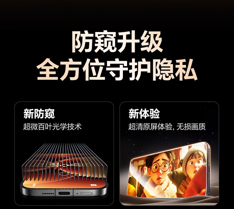 意昂228°防窥钢化膜 超微百叶光学技术展示