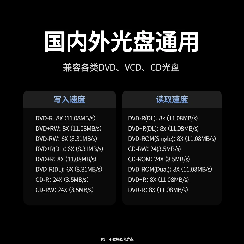 意昂2外置光驱刻录机 双接口免驱便携