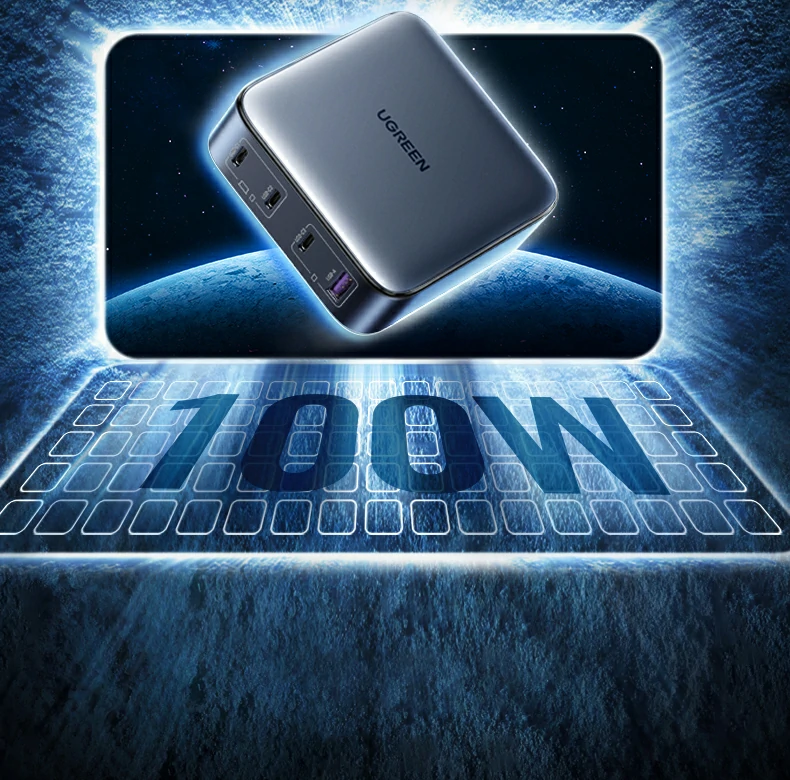 意昂2100W氮化镓充电器 四口功率智能分配示意图