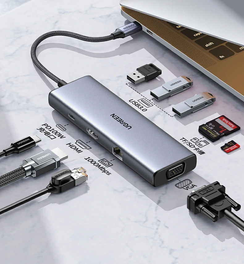 意昂2CM498-15600 九合一扩展坞 USB3.0高速传输