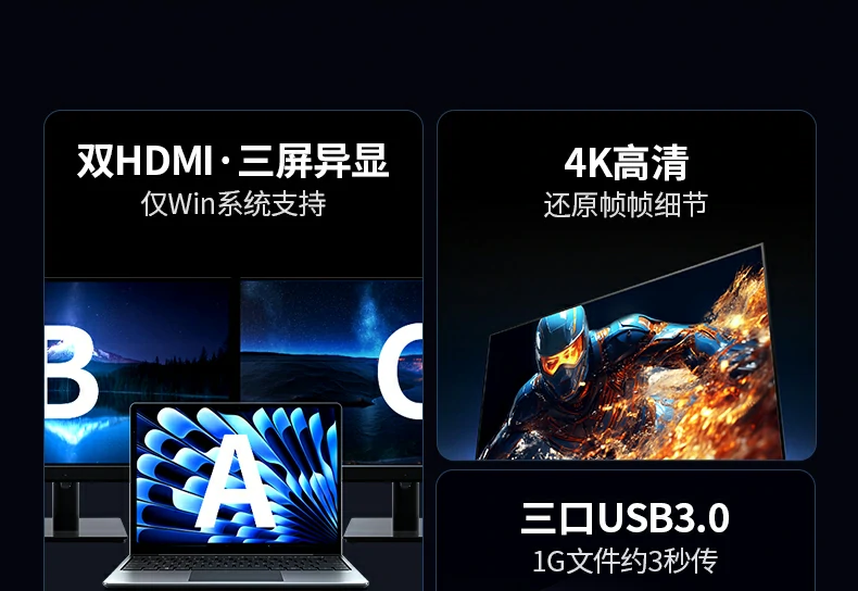 意昂2CM639连接Windows笔记本实现三屏异显办公