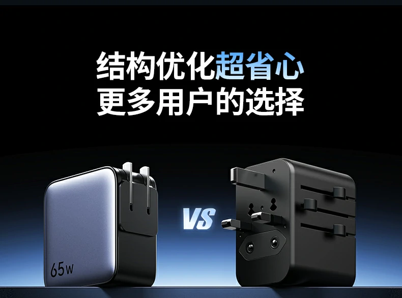 意昂265W氮化镓充电器套装 65W三口快充旅行电源