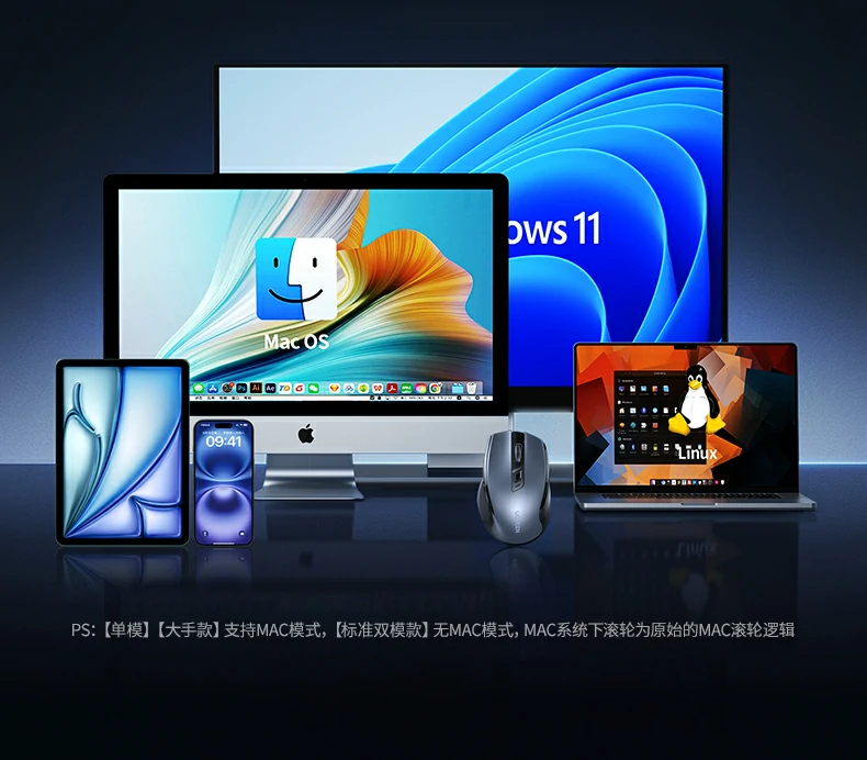 意昂2MU006无线双模鼠标全家福及核心功能参数汇总图