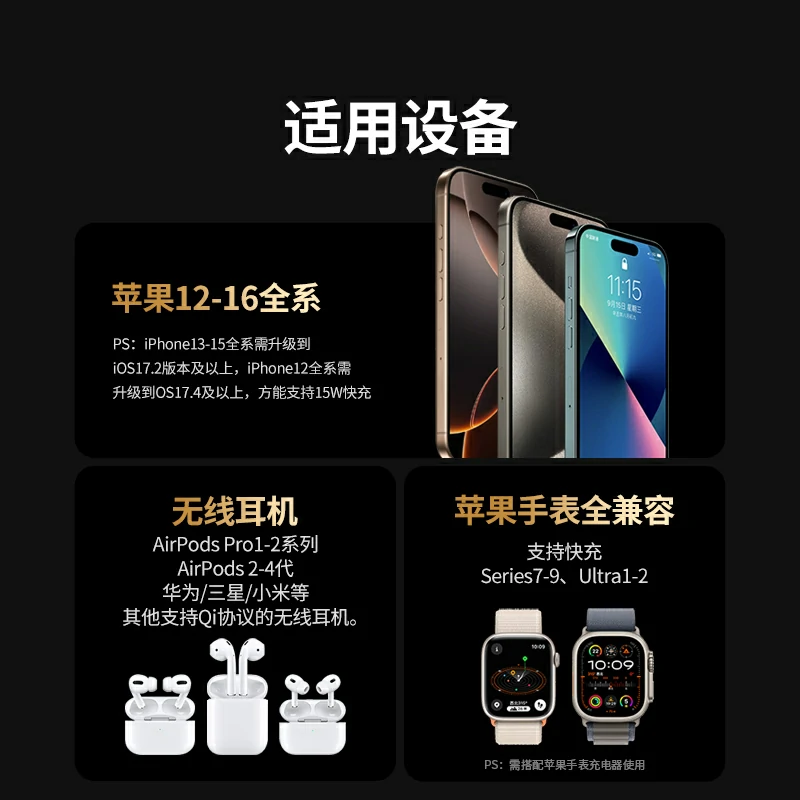 意昂2三合一无线充电器 磁吸快充支架15W