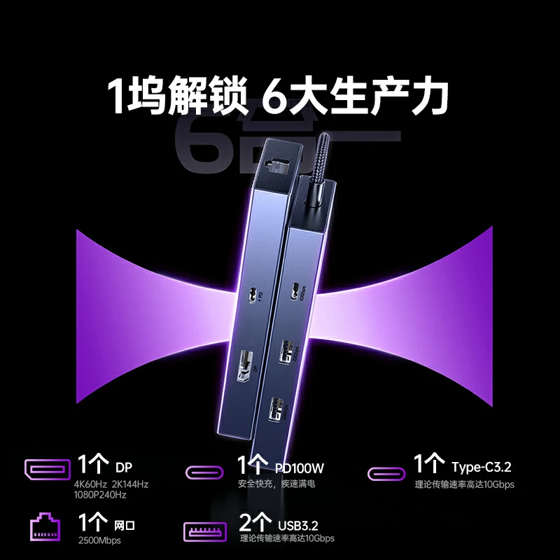 意昂2Type-C转DP六合一多功能扩展坞